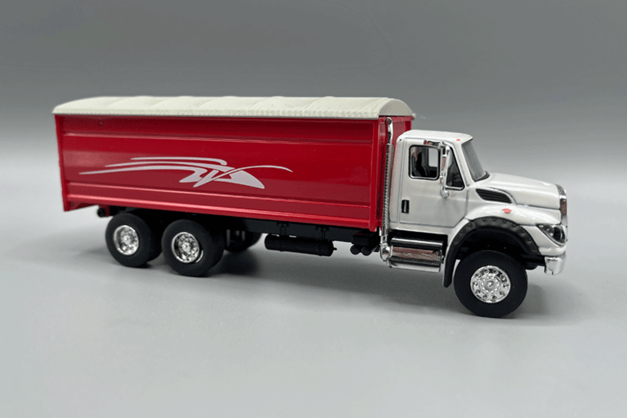 Greenlight International Workstar in White with RED Grain Bed with Graphic 51370-B 1/64 Scale