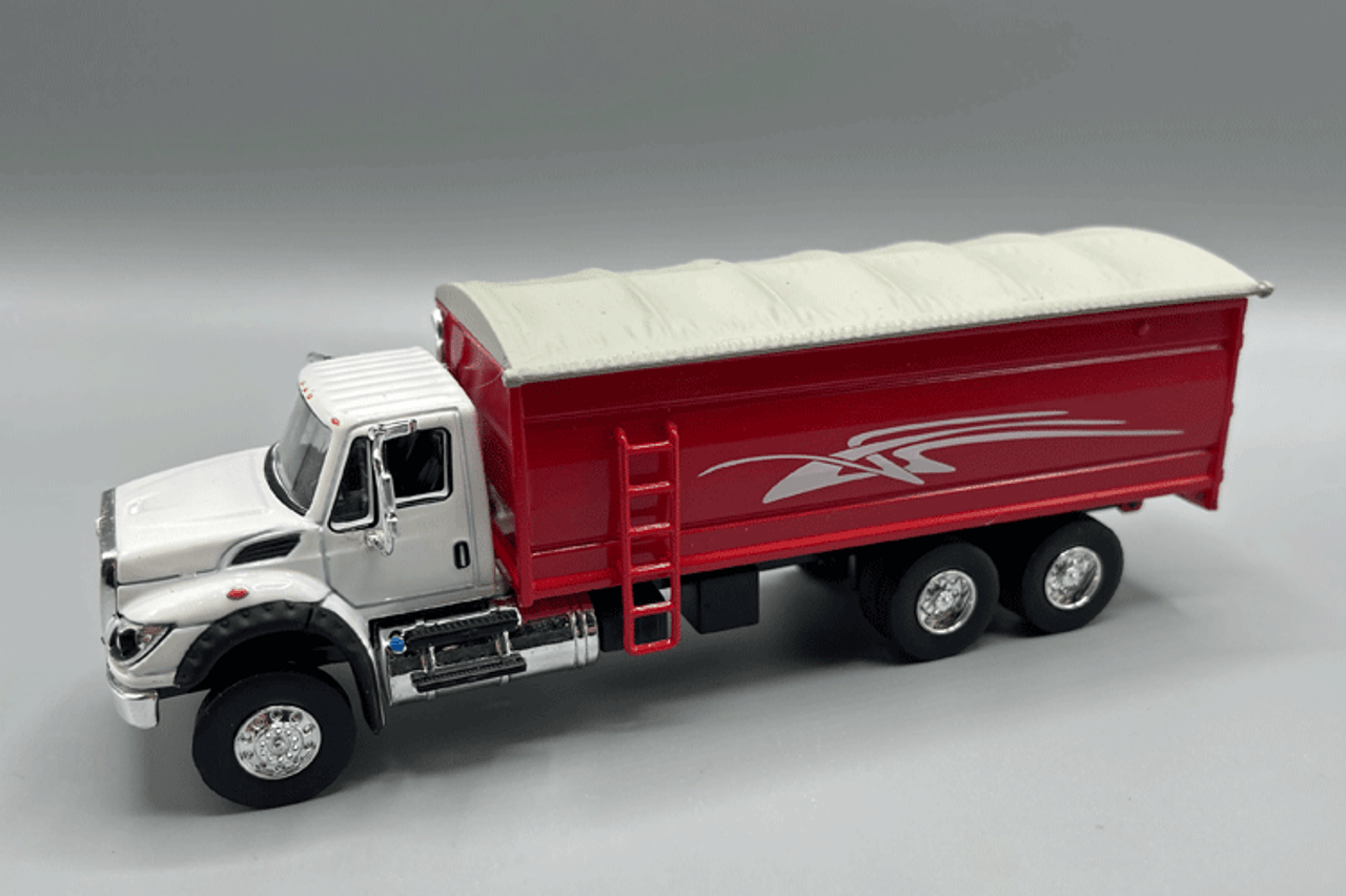 Greenlight International Workstar in White with RED Grain Bed with Graphic 51370-B 1/64 Scale