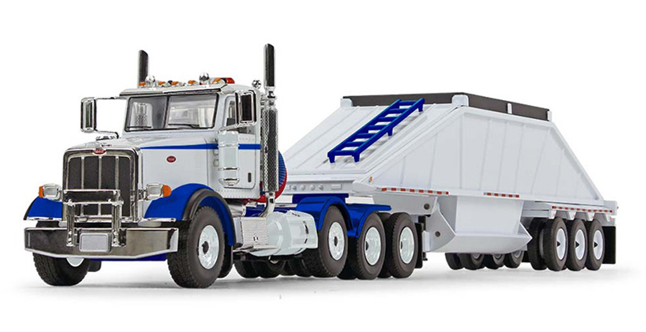 First Gear Peterbilt Model 367 with Bottom Dump Trailer in White