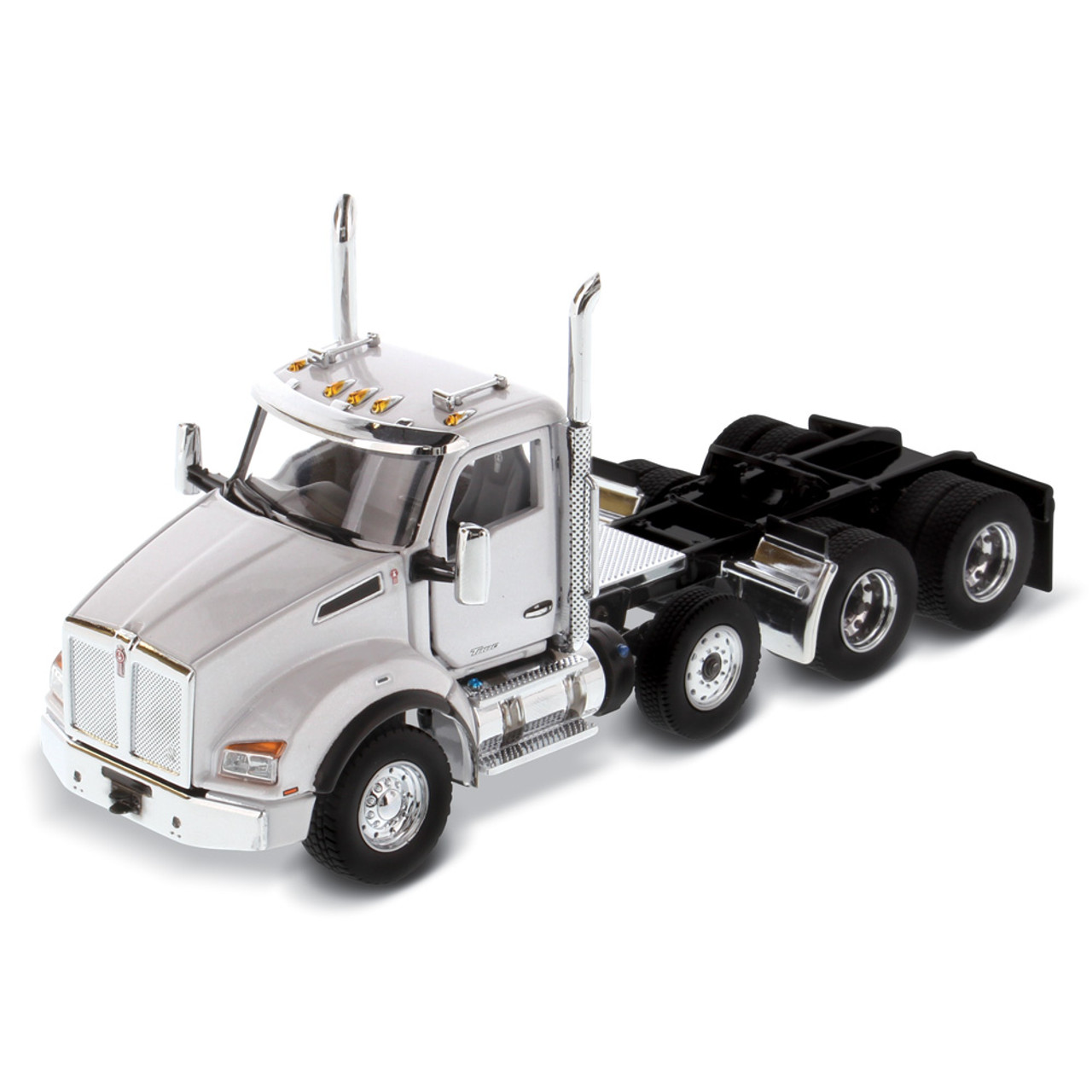 Diecast Masters Kenworth T880 SBFA Day Cab Pusher-Axle Tandem Tractor in  Metallic White - Cab Only 1/50 71058