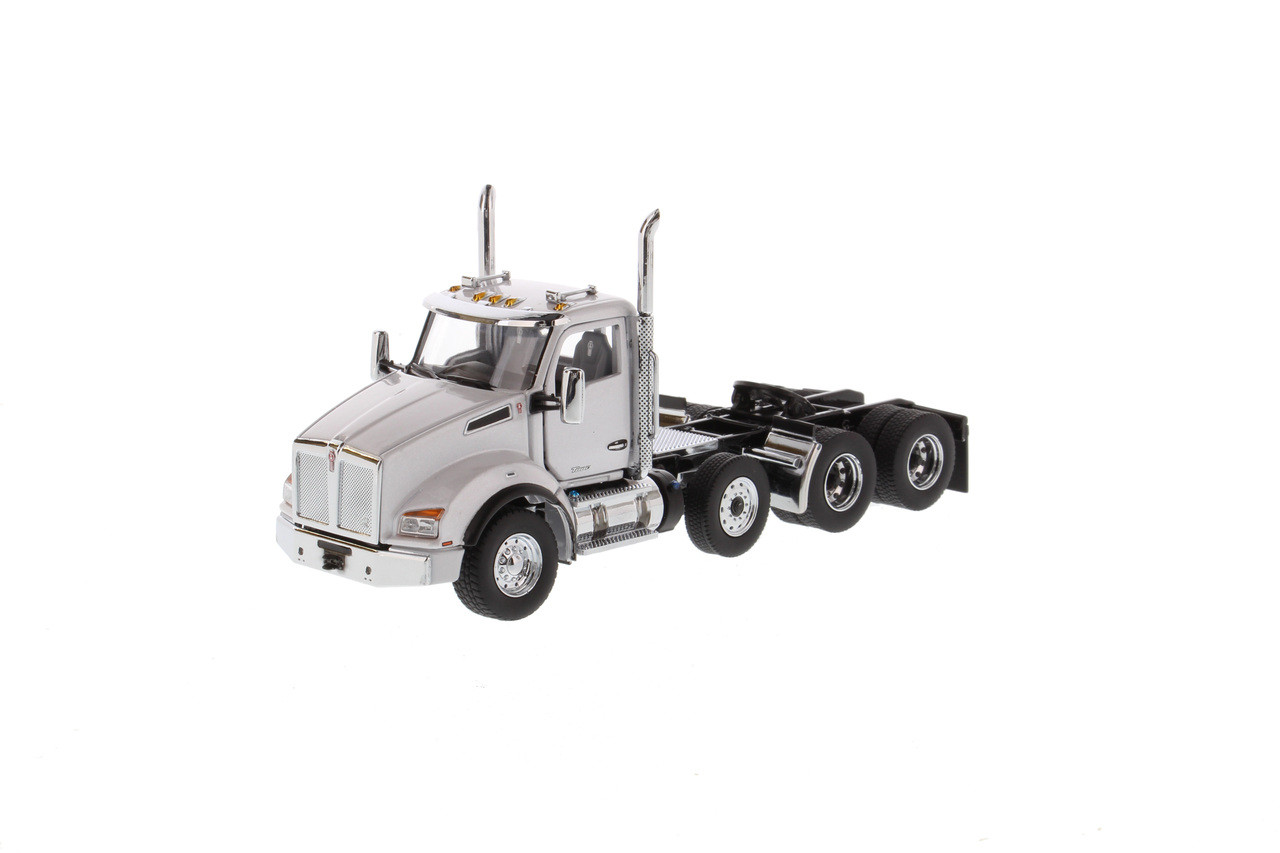 Diecast Masters Kenworth T880 SBFA Day Cab Pusher-Axle Tandem Tractor in  Metallic White - Cab Only 1/50 71058