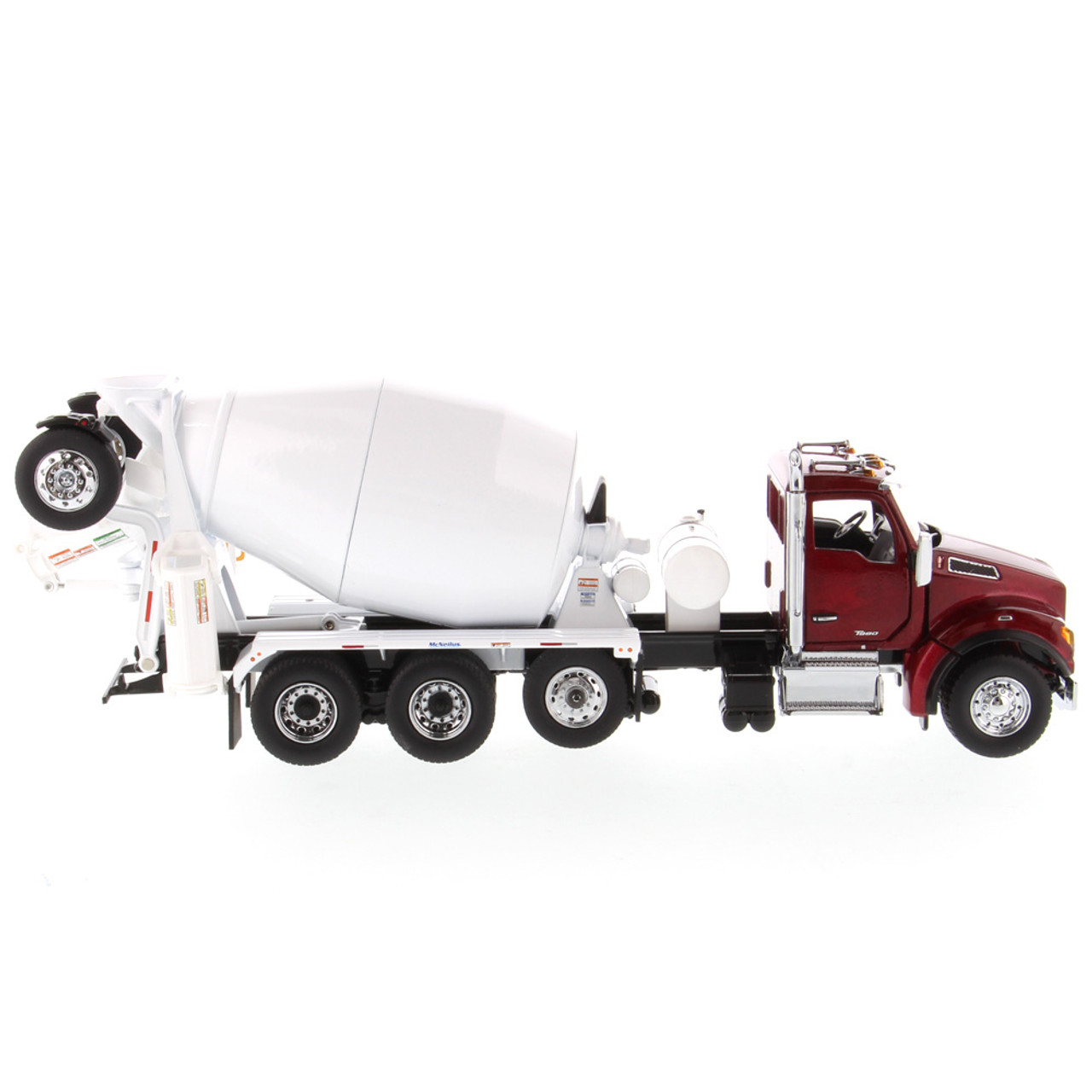 Diecast Kenworth T880 SFFA Tandem with Lift Axle and McNeilus Bridgemaster Concrete Mixer in Radiant Red 1/50 71062
