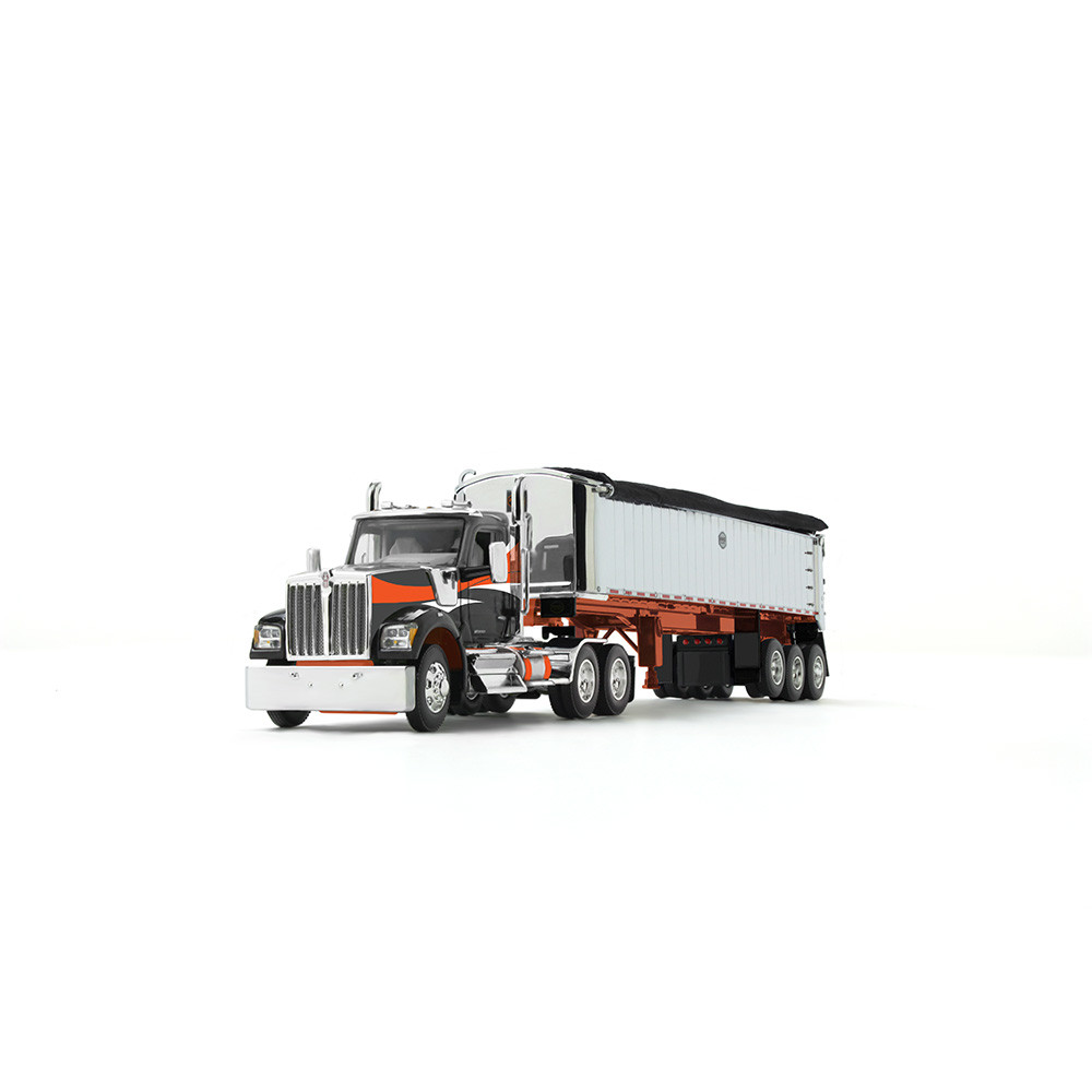 First Gear Kenworth W990 Day Cab & MAC Coal End Dump Trailer Black