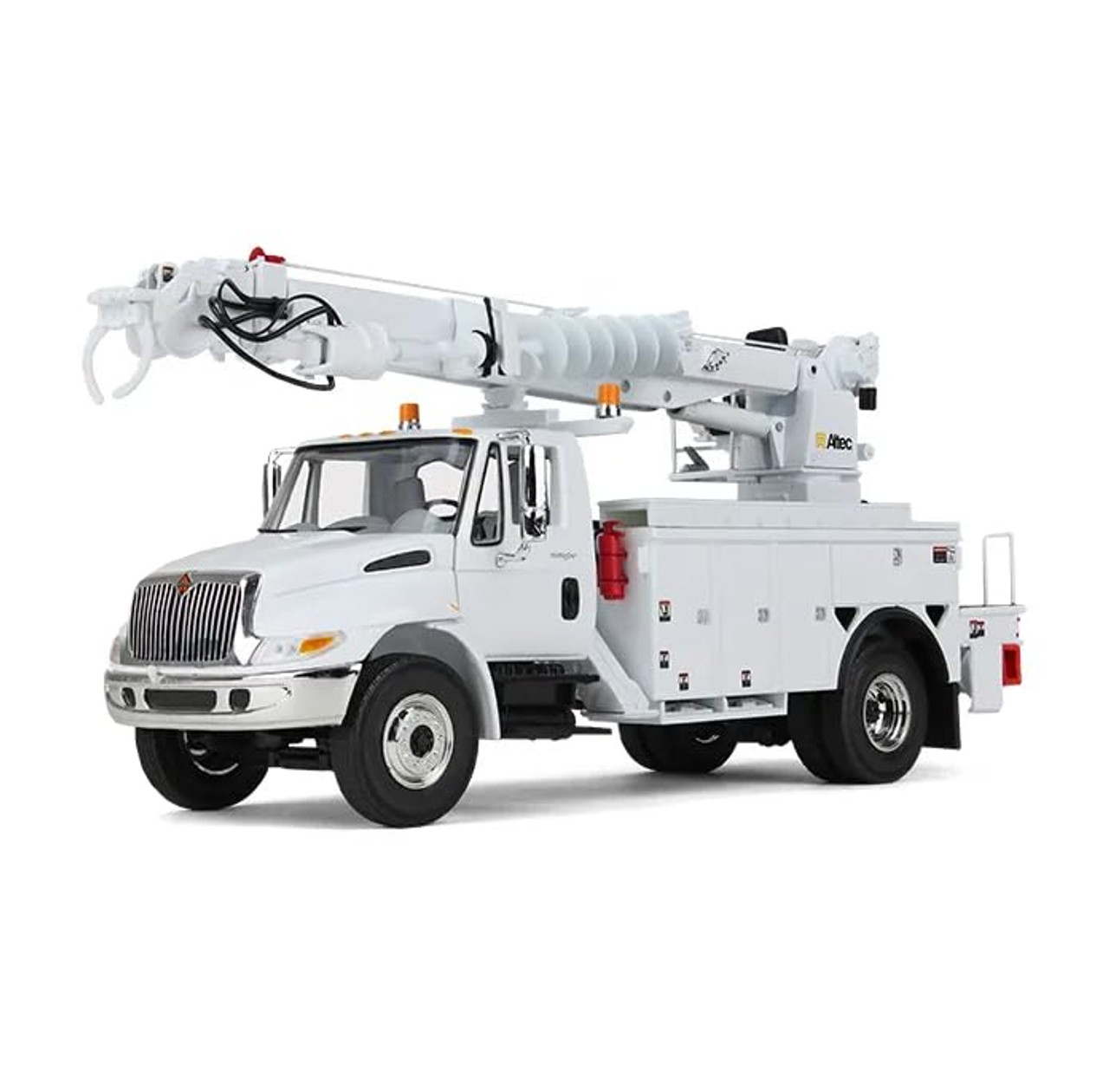 International DuraStar Truck with Digger Derrick Body Altec White 1/34 Diecast Model by First Gear 10-4053
