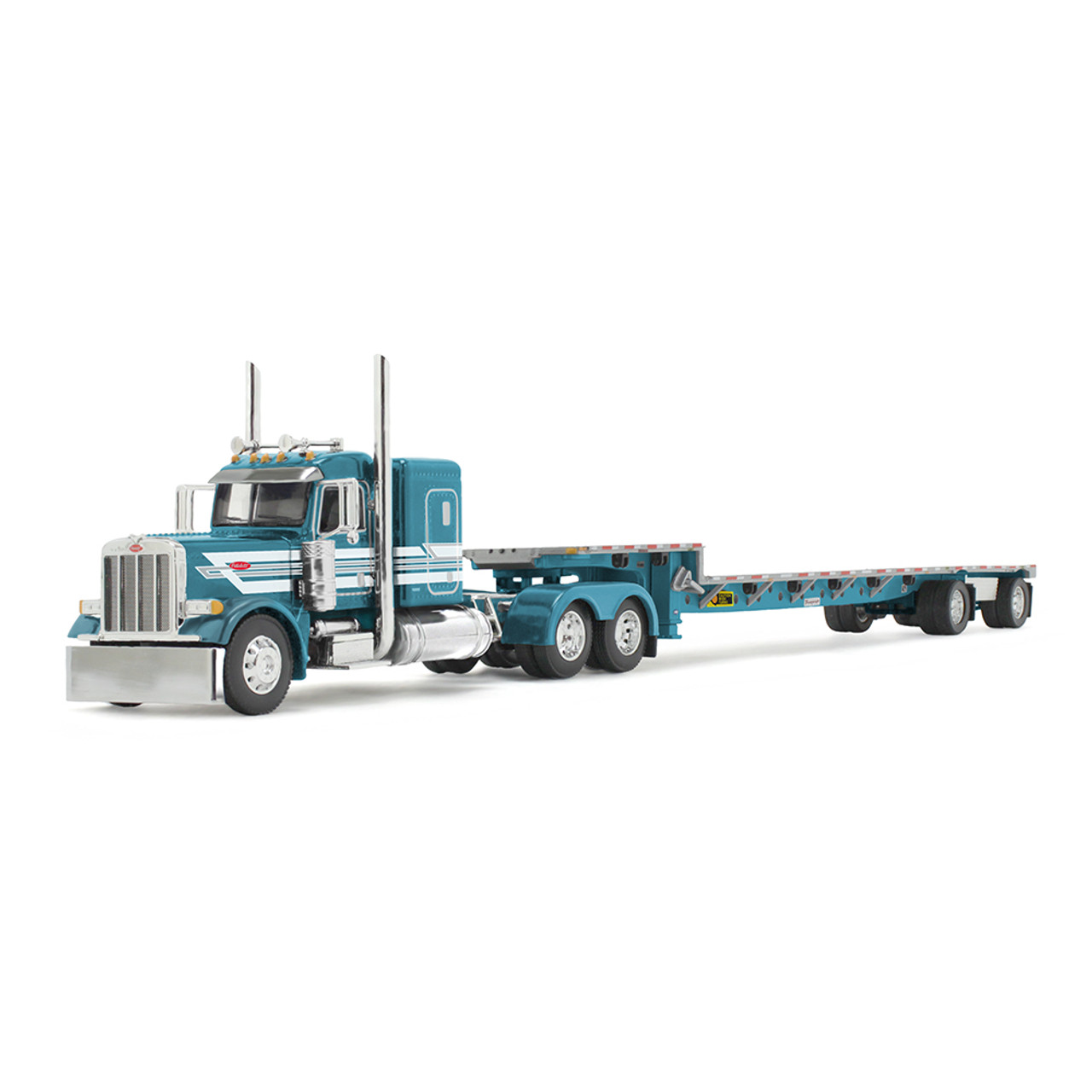 DCP Peterbilt Model 379 with 48" Flat Top Sleeper & Transcraft Step Deck Trailer Teal *Pre-Order* 60-2127