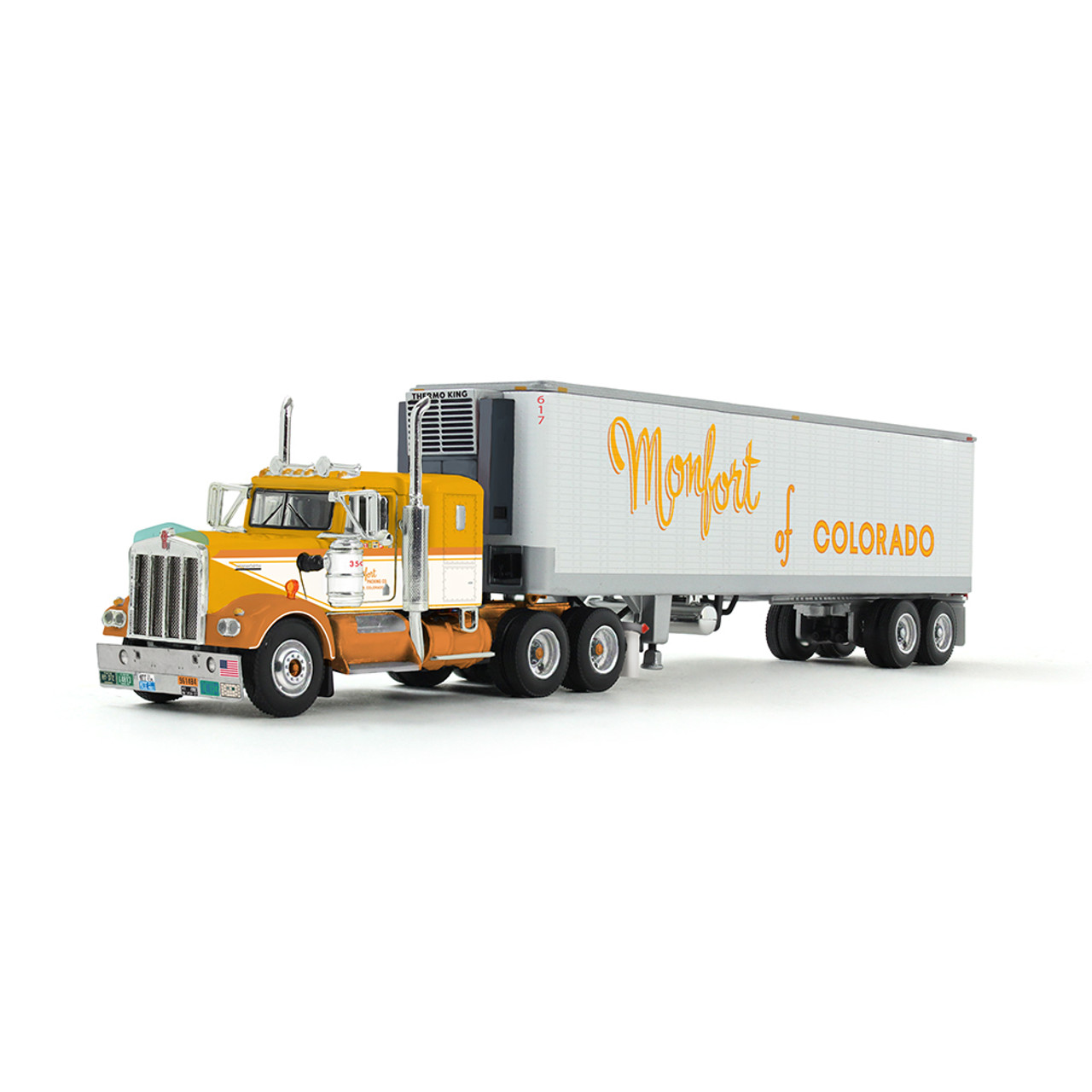 DCP Kenworth W900A with 36" Sleeper & 40' Vintage Trailer with Reefer Fallen Flag #50: Monfort of Colorado *Pre-Order* 69-1860