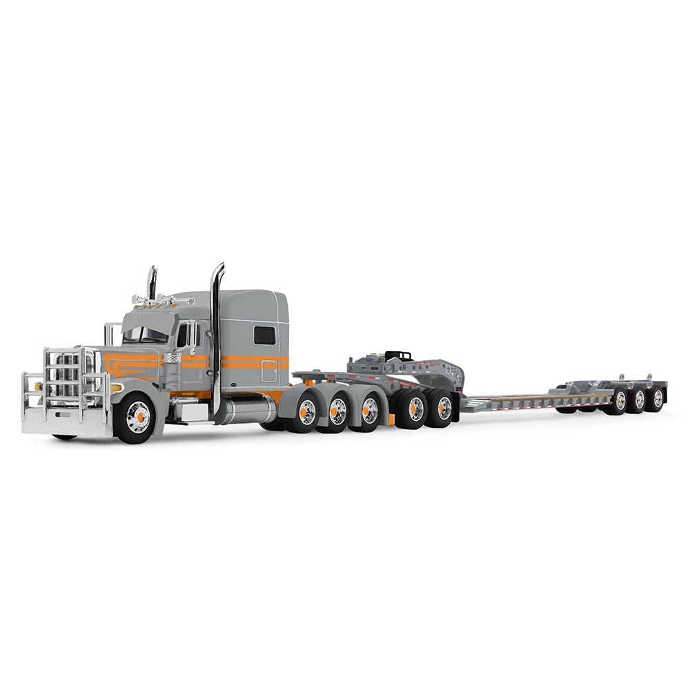 DCP by First Gear Peterbilt Model 389 with 70" Mid-Roof Sleeper & Fontaine® Magnitude™ Tri-Axle Lowboy Trailer with Jeep – Capitola Trucking, 1:64 Scale Diecast – Dealer Exclusive 60-2286