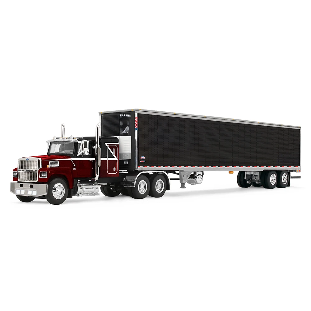 DCP by First Gear Ford LTL 9000 with 48” Flat Top Sleeper & 53’ Utility Trailer with Reefer Volcano Red60-2416