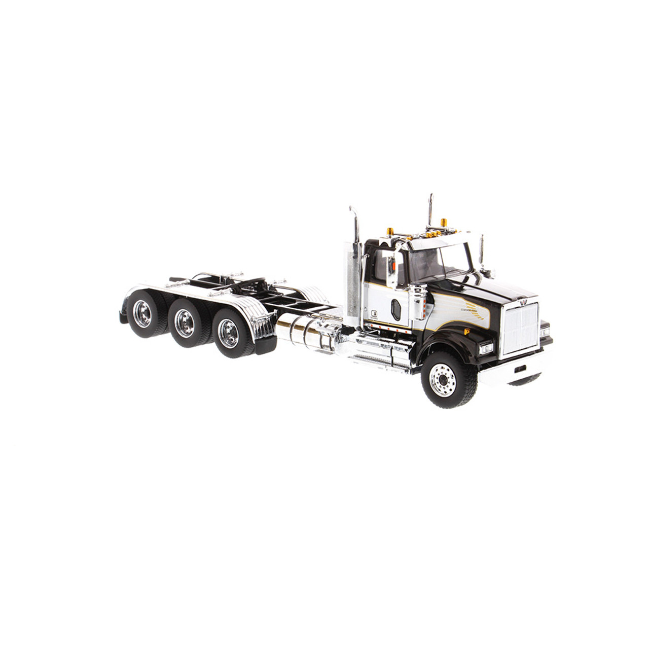 Diecast Masters Western Star 4900 SF Day Cab Tridem Tractor- Black cab  (with white decoration)1/50