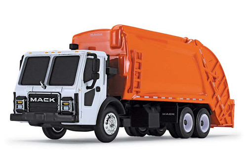 First Gear Mack LR Refuse Truck with McNeilus Meridian Rear Loader in White and Orange 80-0353 1/87