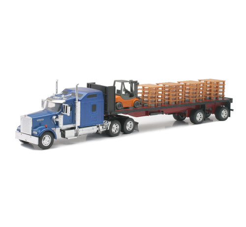 New Ray Kenworth W900 Forklift with Pallets  Long Haul Trucker 1:32