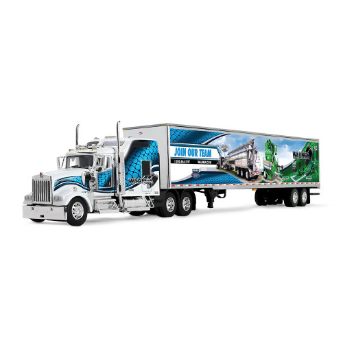 First Gear Kenworth W900L with 86” Studio Sleeper & 53’ Utility Trailer with Skirts 60-2167