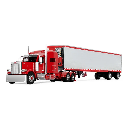DCP by First Gear Peterbilt Model 589 with 58" Mid-Roof Sleeper & 50' Wilson® Pacesetter™ Grain Trailer – Silver/Orange, 1:64 Scale Diecast 60-2173