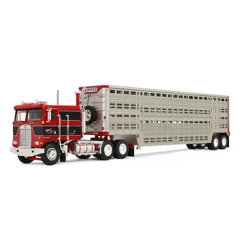 DCP by First Gear Kenworth K100 COE Flat Top & 45’ Wilson Vintage Livestock Trailer Koppes Truck Line 1/64 69-2432