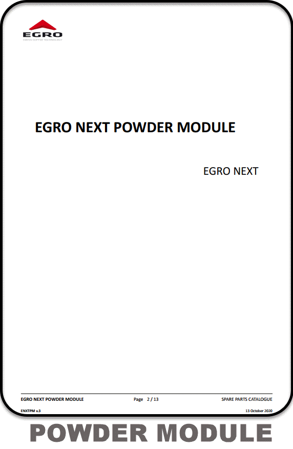 Egro Next Powder Module Parts Manual, Egro Next Powder Module  parts diagram, part manual Egro Next Powder Module, parts diagram Egro Next Powder Module