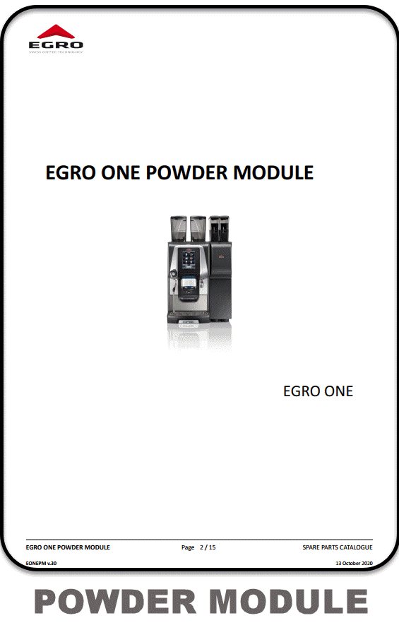 Egro One Powder Module Parts Manual, Egro One Powder Module  parts diagram, part manual Egro One Powder Module, parts diagram Egro One Powder Module