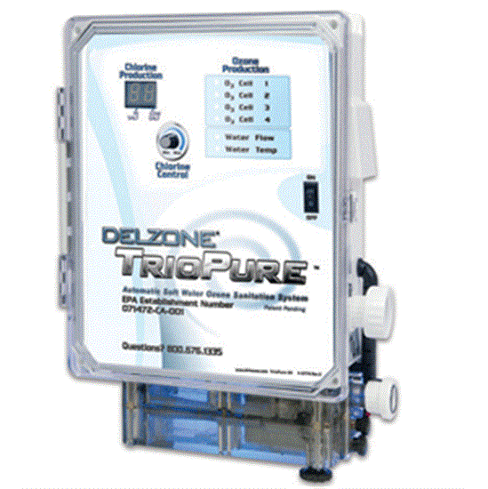 DelZone TrioPure Ozonator w Salt Chlorine Generator up to 25,000 Gallons