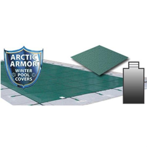 Arctic Armor 20' x 44' Ultra Light Solid Safety Cover w- 4' x 8' Center End Step Section - Green