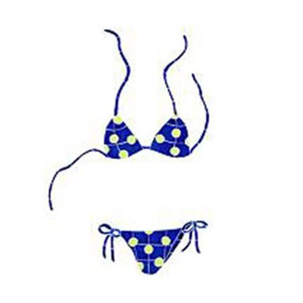 Artistry In Mosaics Hang 10 Line Yellow Polka Dot Blue Bikini - Medium