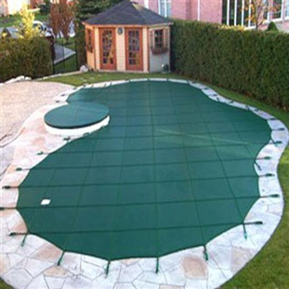 Mesh Safety Pool Cover -Pool Size: 15' x 30' Green Rectangle Arctic Armor Gold 15 Yr Warranty