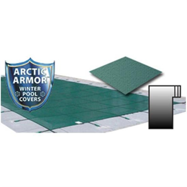 Arctic Armor 20' x 40' Ultra Light Solid Safety Cover w- 4' x 8' Left Step Section - Green