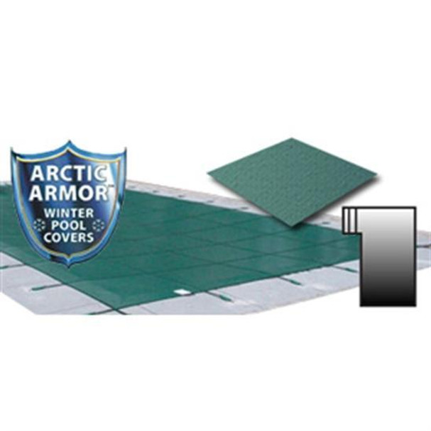 Arctic Armor 20' x 44' Ultra Light Solid Safety Cover w- 4' x 8' Right Step Section - Green