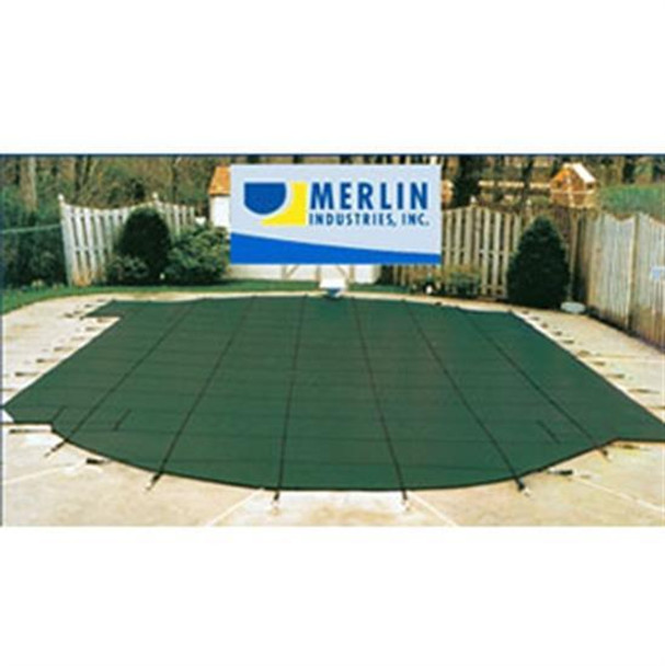 Merlin SmartMesh 16' x 32' Rectangular Safety Cover With 4' x 8' Center Step - Green