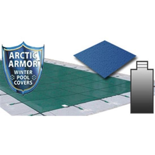 Arctic Armor 18' x 36' Ultra Light Solid Safety Cover w- 4' x 8' Center End Step Section - Blue
