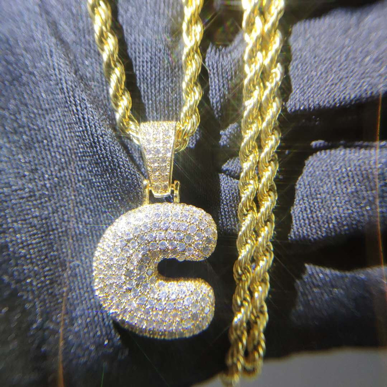 custom diamond bubble letter pendant