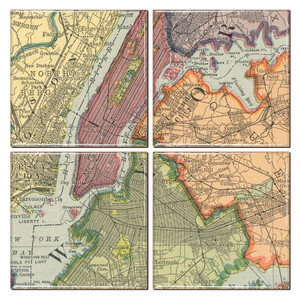 NEW YORK CITY MAP COASTER SET OF 4