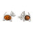 Silver Earrings - Puppies with Amber Accents