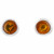 Small Round Earrings Studs Silver/amber Colour Cognac