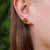 Medium  Round Earrings Studs Silver/amber Colour Cognac