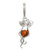 Two Cats Animal Pair Pendant Silver Amber Colour Cognac