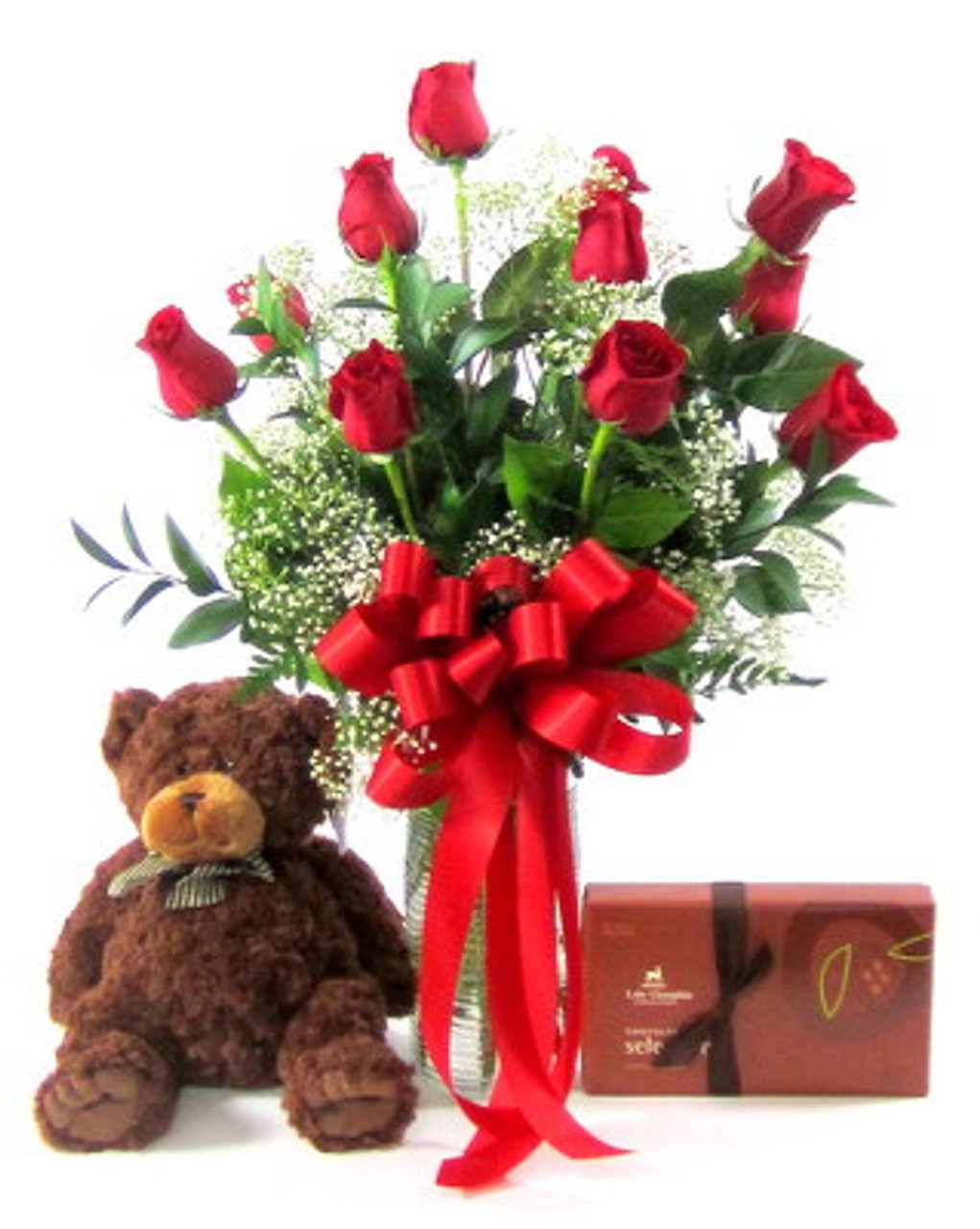 dozen roses teddy bear