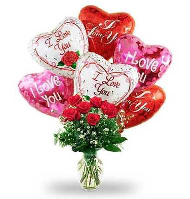 Chappell S Florist I Love You Balloons Bouquet With 6 Red Roses
