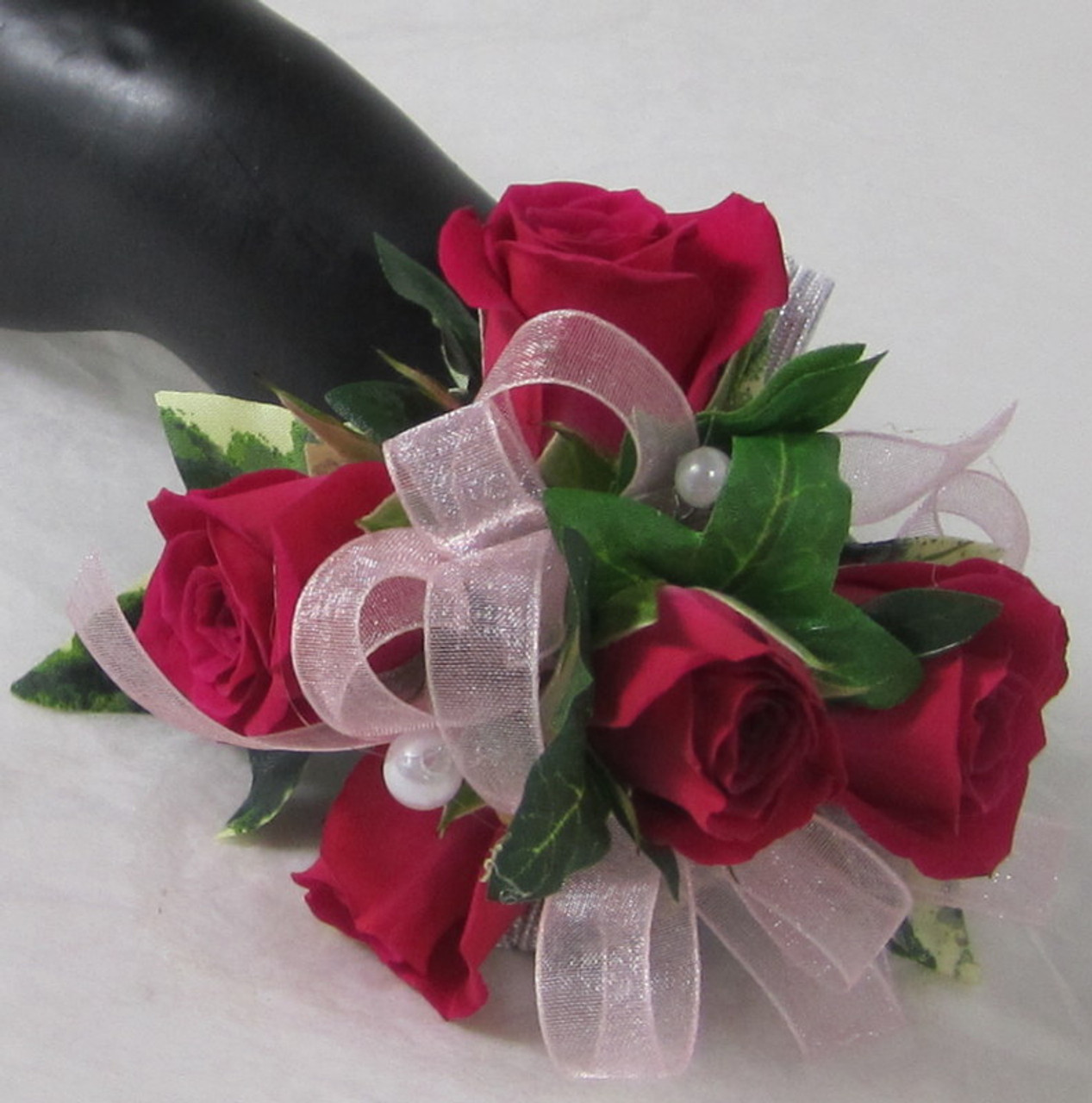 hot pink wrist corsage