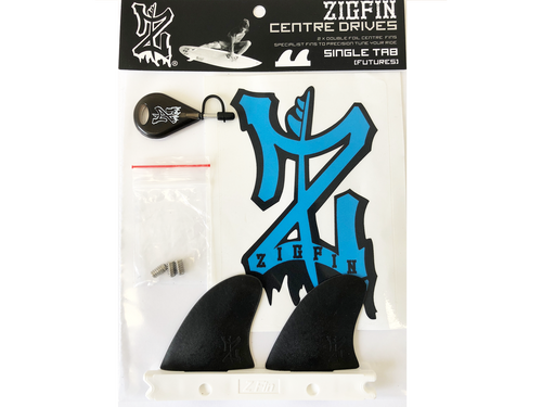 Futures Compatible

2 x Centre Drive Dual Fins Tab (double foil)
Zigfins Promo Stickers (colour may vary)
Fin Key and Grub Screws