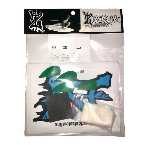 ZENFIN® SYSTEM
4 + 1 Micro Fins for Tail or Leader Bytes
100% Recycled Fiberglass filled nylon ! 
1 x Double Bubble Epoxy Mix
1 x Safety Scraper
1 x Mixing Stick
1 x Sandpaper Square
1 x Epoxy Wipe 