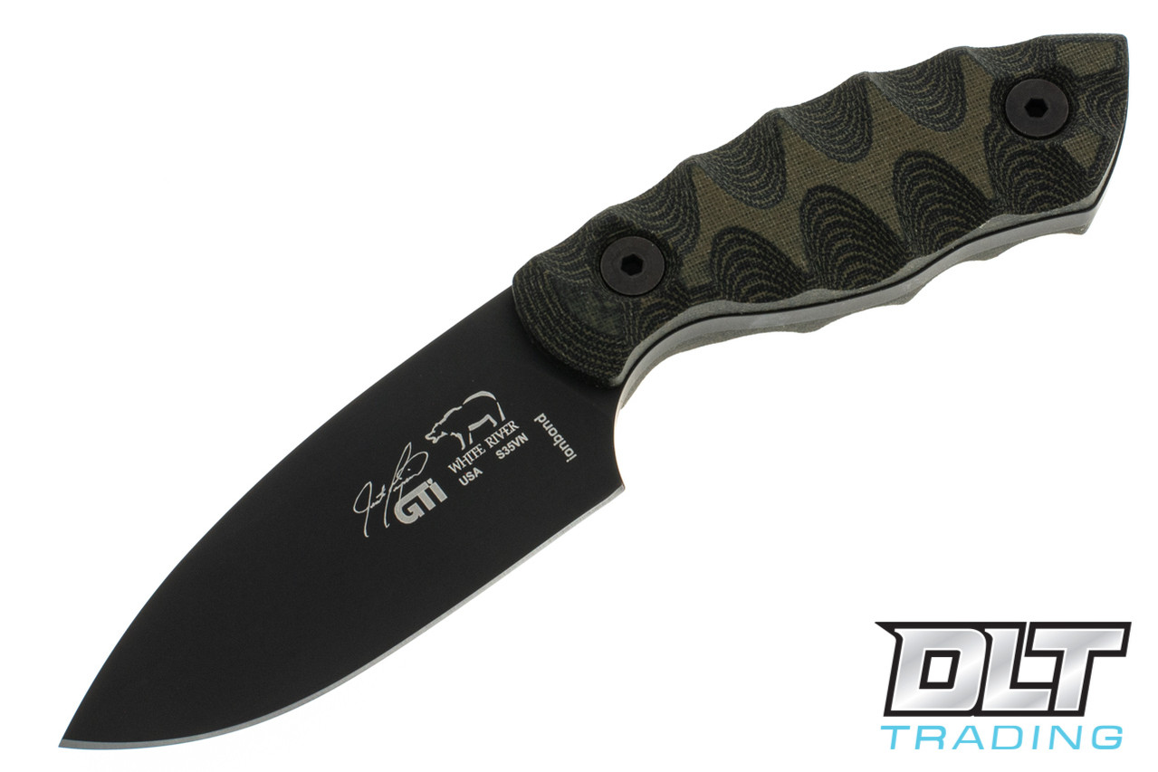 White River GTI 3 - Black & OD Linen Micarta - Black Blade