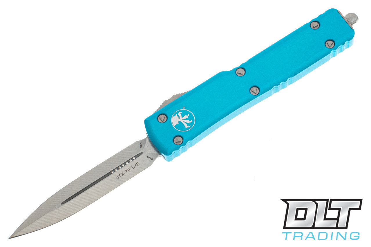 Microtech UTX-70 D/E - Turquoise Handle - Satin Blade