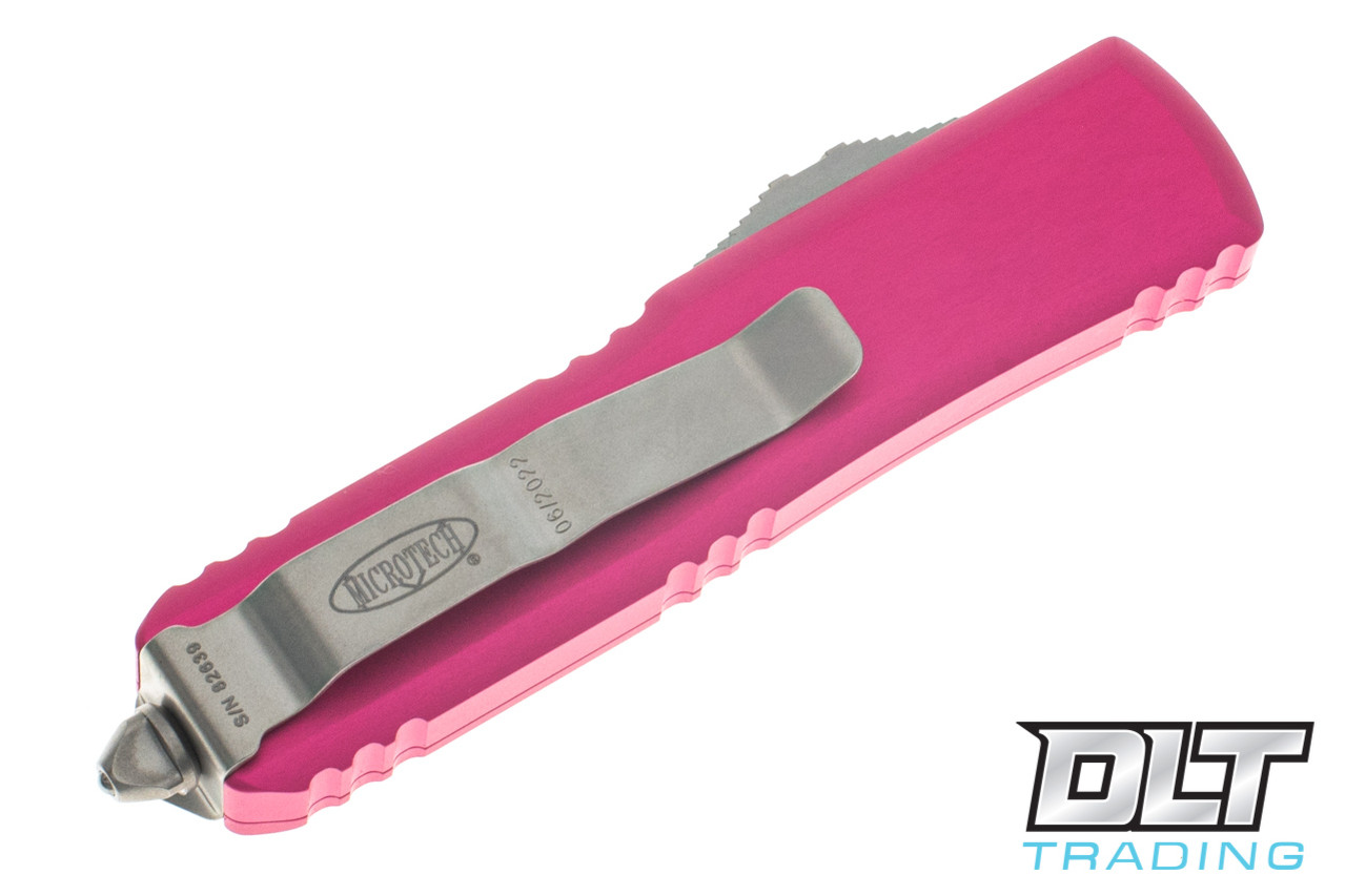 Microtech UTX-85 S/E - Pink Handle - Stonewashed Blade