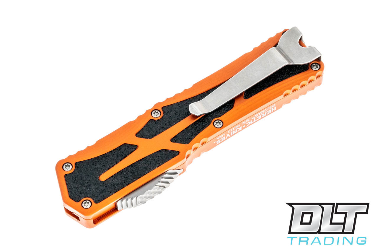 Heretic Colossus OTF Orange Handle | MagnaCut Stonewash | USA Made