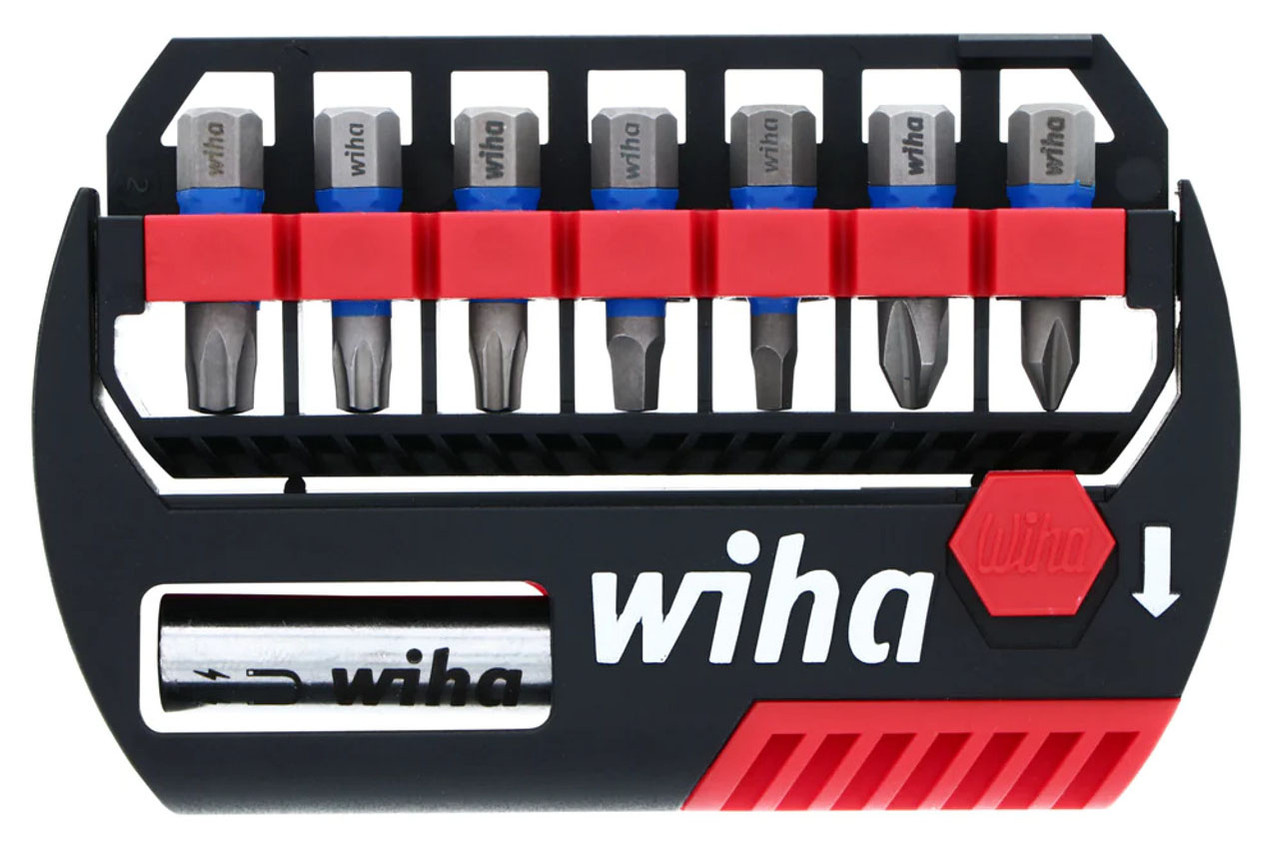Wiha 8 Piece Terminator Blue Bit Set - Magnetic Bit Holder - DLT