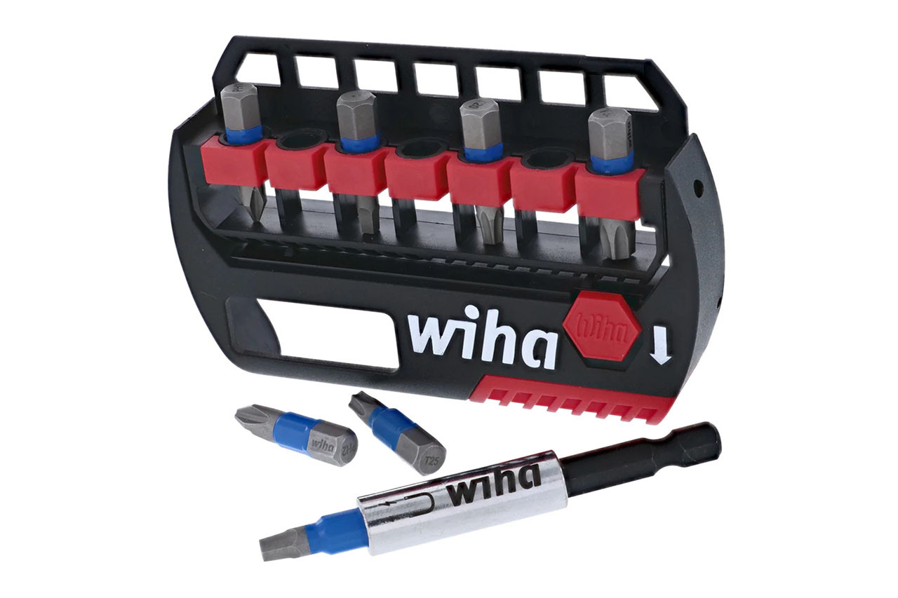 Wiha 8 Piece Terminator Blue Bit Set - Magnetic Bit Holder - DLT