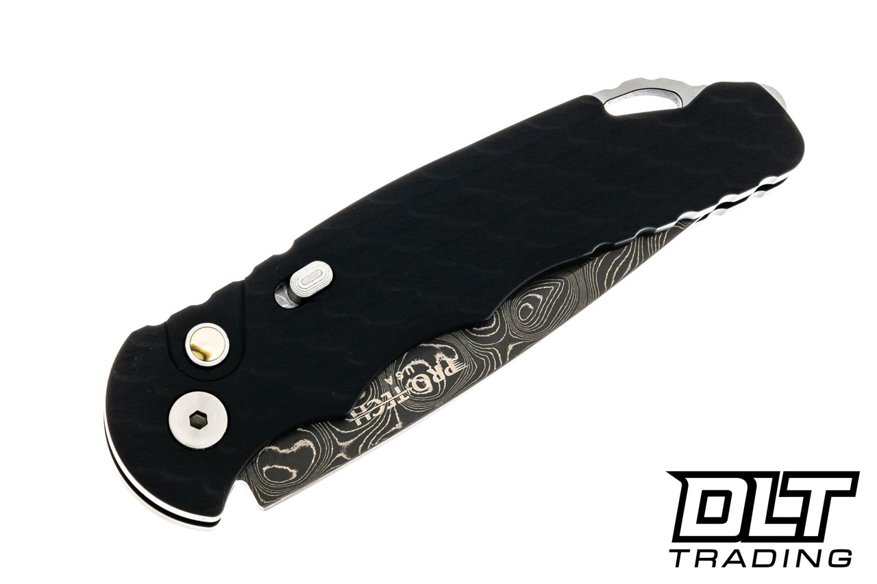 Pro-Tech TR-5 - Black Handle - Chad Nichols Damascus Blade - DLT