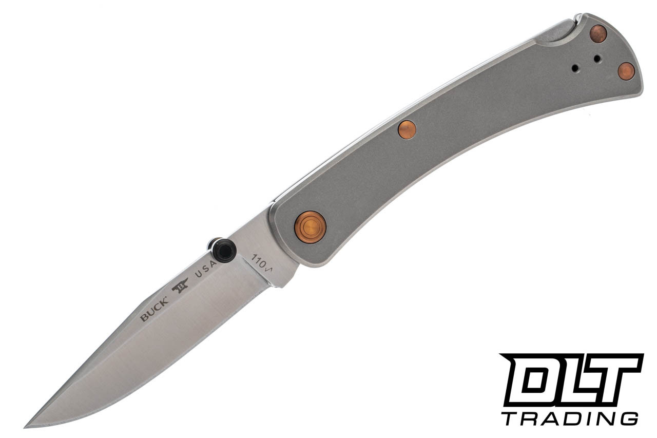 Buck 110 Slim Pro TRX - Beadblast Titanium - Bronze PVD - DLT Trading