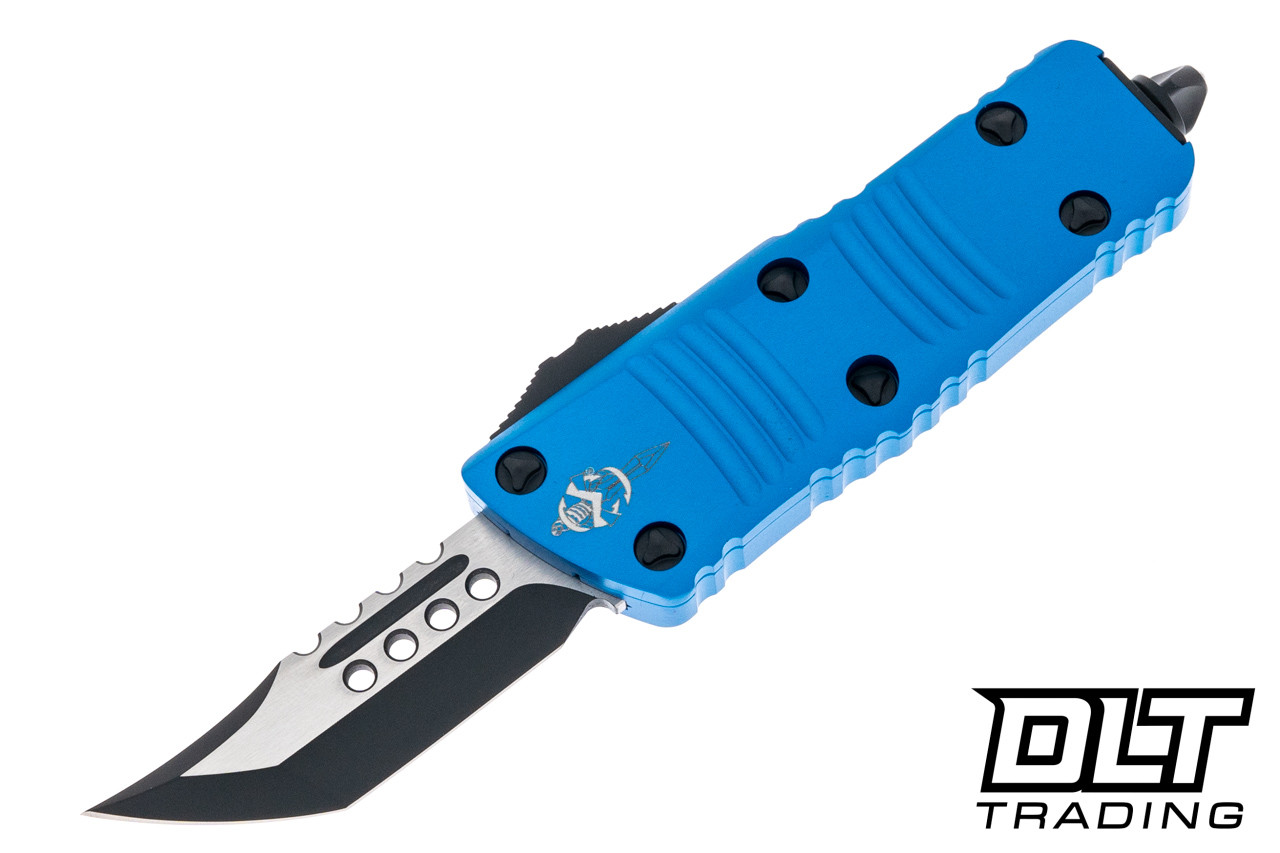 Microtech 819-1BLS Mini Troodon Hellhound - Blue Handle - Black