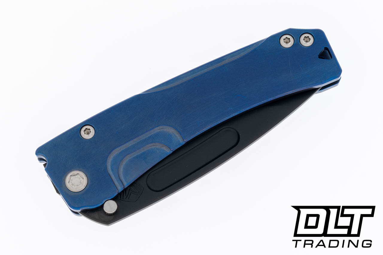 MOBRAL ジャーフルネックエントリー 青と紺 Medford Slim Midi Marauder Drop Point - PVD S90V - Blue Titanium