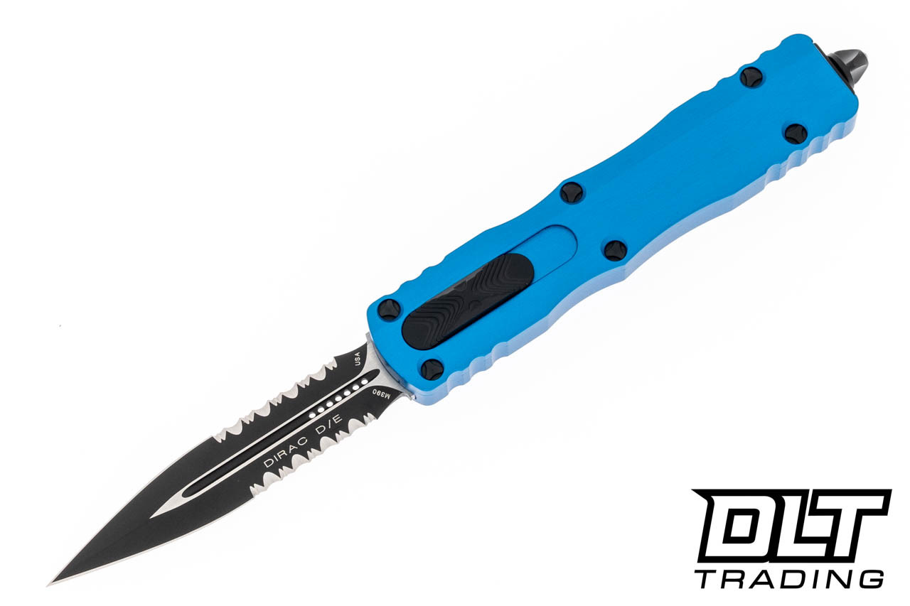 Microtech 225-2BL Dirac D/E - Blue Handle - Black Blade - DLT Trading